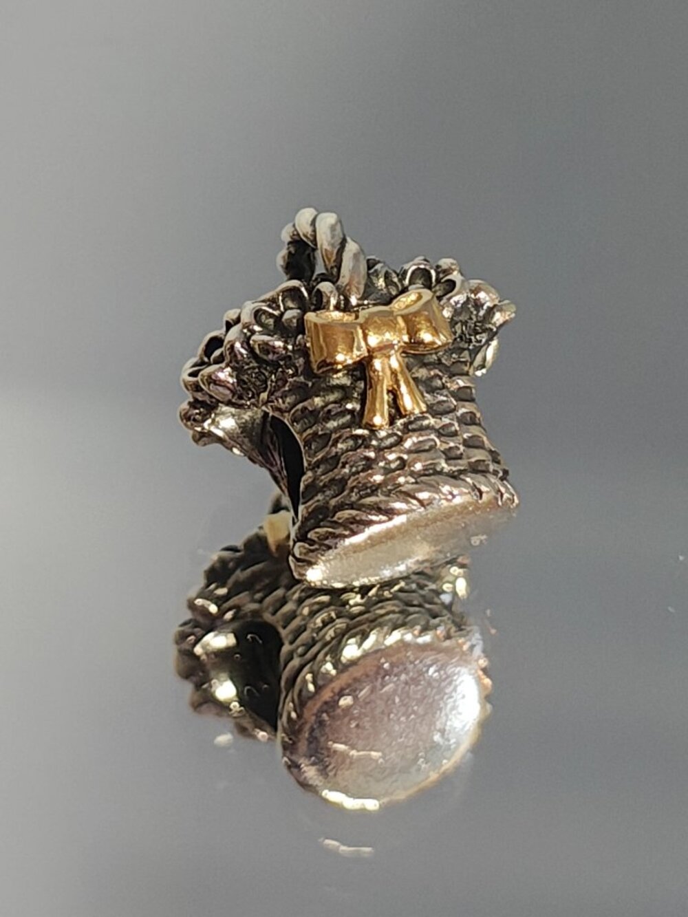 Authentic Pandora Forever Bloom Basket 790960 Retired 14K Gold Sterling Charm - Picture 9 of 11